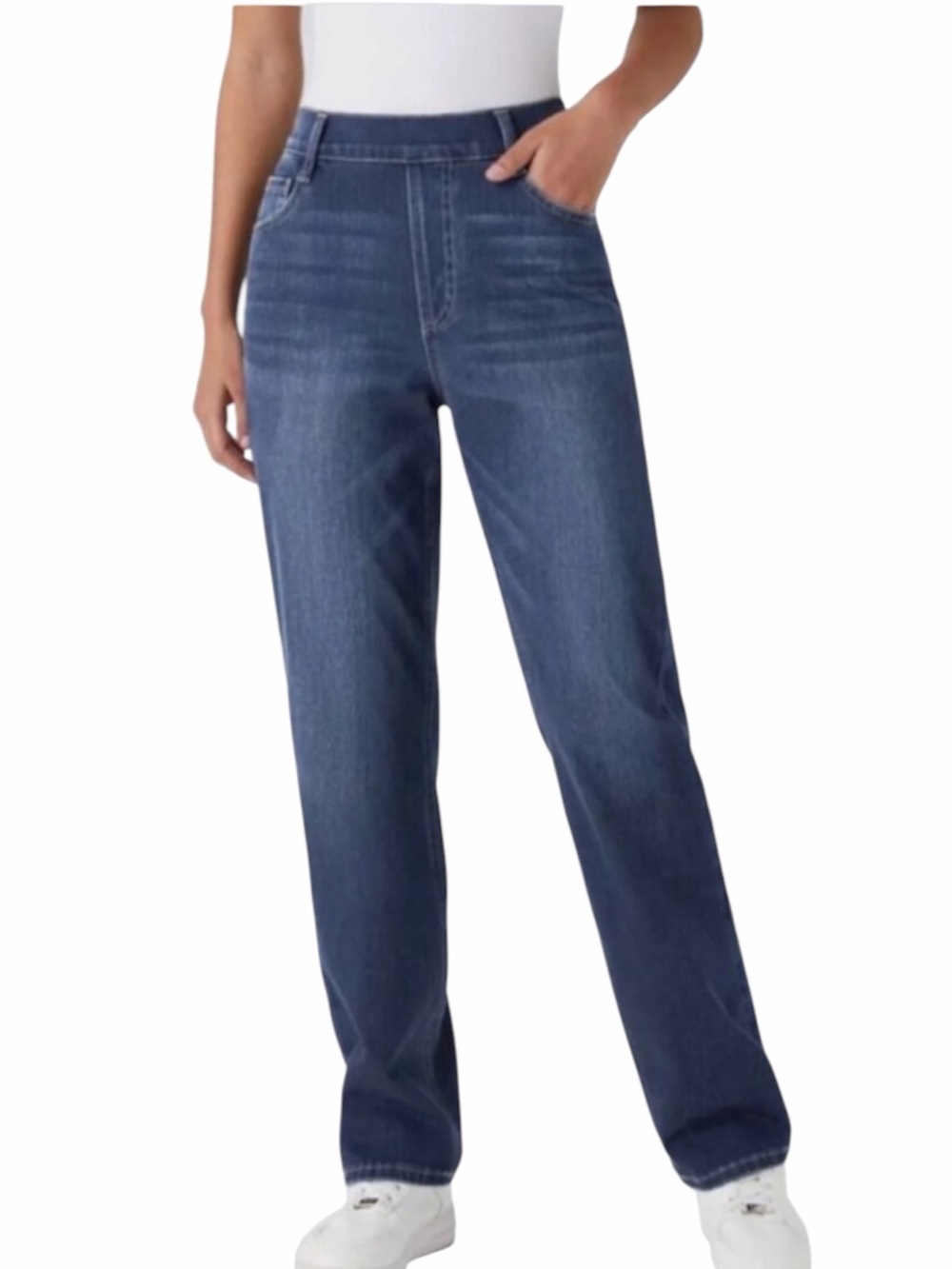 Halara High Waisted Stretchy Pull On Straight Leg Jeans Size Large Tall